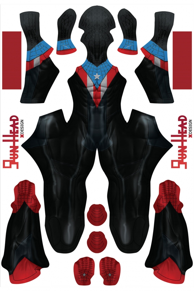 Gun Head Design Miles Morales Boricu Dye Sublimation On Spandex